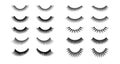 Eylashes collection vector Illustration. False lashes of different length, volume and shape. Makeup items for lashmaking