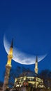 Eyup Sultan Mosque and crescent moon. Ramadan concept photo