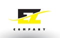 EZ E Z Black and Yellow Letter Logo with Swoosh.