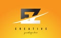 EZ E Z Letter Modern Logo Design with Yellow Background and Swoosh.