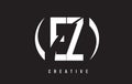 EZ E Z White Letter Logo Design with Black Background.
