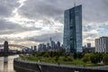 EZB Frankfurt EuropÃÂ¤ische Zentralbank European Central Bank cloudy blue sky green park in front Royalty Free Stock Photo