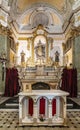 Main nave and presbytery of Our Lady Assumption church, Notre Dame de lÃ¢â¬â¢Assomption in historic old town of Eze in France