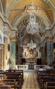 Main nave and presbytery of Our Lady Assumption church, Notre Dame de lÃ¢â¬â¢Assomption in historic old town of Eze in France