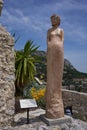 Eze, France - June 17, 2021 - the exotic garden of Eze with statues of resplendent women