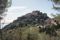 EZE, FRANCE - MARCH 10, 2023: Panoramic shot of Eze village with parfumerie Fragonard in spring