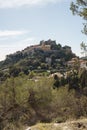 EZE, FRANCE - MARCH 10, 2023: Panoramic shot of Eze village with parfumerie Fragonard in spring