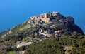 Eze village French riviera, CÃÂ´te d`Azur, mediterranean coast, Eze, Saint-Tropez, Cannes and Monaco. Blue water and luxury yachts. Royalty Free Stock Photo