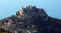 Eze village French riviera, CÃÂ´te d`Azur, mediterranean coast, Eze, Saint-Tropez, Cannes and Monaco. Blue water and luxury yachts. Royalty Free Stock Photo