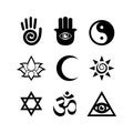 Esoteric and spiritual black and white icon set vector