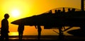 F-18 Super Hornet Sunset Launch Royalty Free Stock Photo