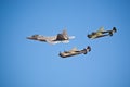 F-22 Raptor and P-38 Lightning formation