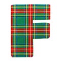 F ALPHABET LETTER - Scottish style fabric texture Letter Symbol Character on White Background