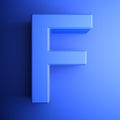 F alphabetic letter blue, isolated on blue background - 3D rendering illustration