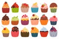 cute cartoon cupcake collection sticker set Royalty Free Stock Photo