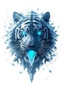 Ice Tiger Spirit White Tiger with Blue Ice Crystals Royalty Free Stock Photo