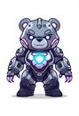 Futuristic Metallic Robot Bear Guardian Armor with Glowing Blue Purple Accents Royalty Free Stock Photo