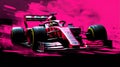 1992 F1 Car With Driver: Red Formula Racing Car On Magenta Background