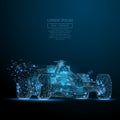 F1 CAR low poly blue Royalty Free Stock Photo