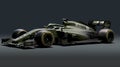 2018 F1 Car: Shaded Black And Green Racecar With Driver On Olive Background