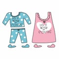 Life is better in Pyjamas Pajamas word and cartoon illustration