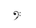F clef music note black logo design isolatede on white. icon Royalty Free Stock Photo