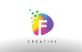 F Colorful Logo Design Shape. Purple Abstract Shape Letter Icon.