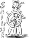 Young girl with sailor wheel