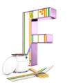 `F` decorated letter with renovation tools