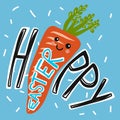 Happy Easter cute carrot smile cartoon vector