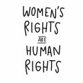 Women`s rights are human rights word handwriting illustration