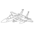 F-15 Eagle Coloring Book For Adults. Military Aircraft Outline Illustration Royalty Free Stock Photo