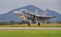 F-18F against the sky at the Avalon Airshow in Geelong, Australia during daytime Royalty Free Stock Photo