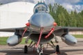 F-16 fighter jet aircraft static display at Siauliai Air Base