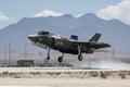 f-35 fighter jet making its final approach to landing strip