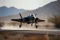 f-35 fighter jet making its final approach to landing strip