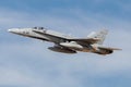 F-18 fighter jet of the 12th Wing of the Spanish Air Force taking off. Royalty Free Stock Photo