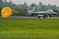 F16 fighter plane lands in Palembang Royalty Free Stock Photo