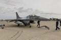 F-16 fighter of the Romanian Air Forces on the Aurel Vlaicu airport in Bucharest