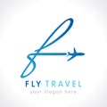 F fly travel company logo concept Royalty Free Stock Photo