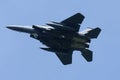 USAF F15 flying overhead against blue sky - Brandon, Suffolk, UK - June 22nd 2020