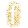 F in gold letter icon isolated on white background.