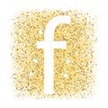 F in gold letter icon isolated on white background.