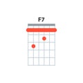 F7 guitar chord icon. Basic guitar chords vector isolated on white