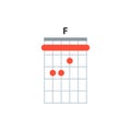 F guitar chord icon. Basic guitar chords vector isolated on white