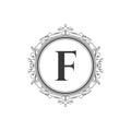 F initial monogram letter logo template with luxury ornament Royalty Free Stock Photo