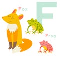 F letter animals set. English alphabet. Vector illustration