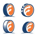 F Letter Arrow Tire Wheel Logo Icon Set