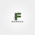 F letter, Bamboo logo template, creative vector design for business corporate,nature, elements, illustration