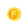 F, letter, coin color icon. Element of color finance signs. Premium quality graphic design icon. Signs and symbols collection icon
